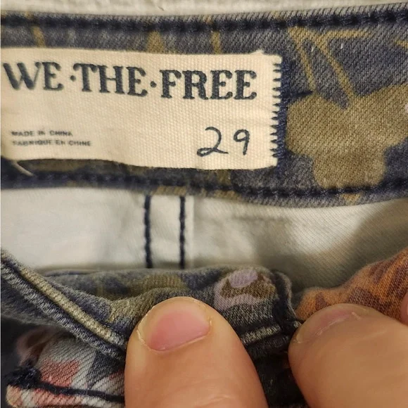 Free People Floral Flare Jeans - Gray and Pink - Picture 3 of 6